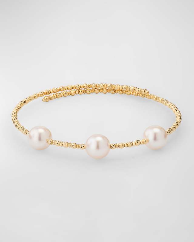 18K Yellow Gold Akoya Pearl Bangle